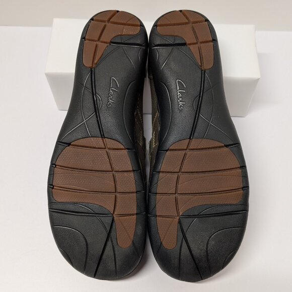 Clarks Unstructured Un Loop Ease Casual Mules in Dark Olive Leather - Picture 14 of 16